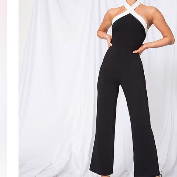 Black Halter Neck Jumpsuit SUPERDOWN Size Medium Pants Suit Size Medium - Picture 6 of 12